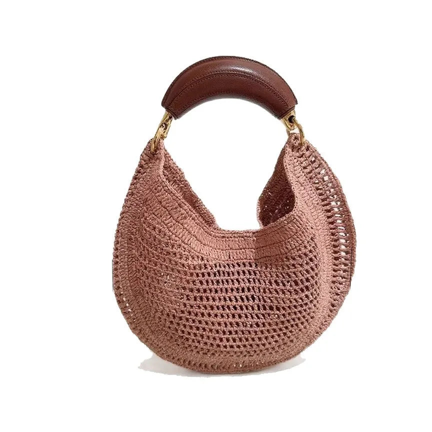 Cross border summer seaside vacation style retro wrist pure handmade colorful grass woven armpit bag hobo handbag