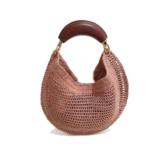 Cross border summer seaside vacation style retro wrist pure handmade colorful grass woven armpit bag hobo handbag
