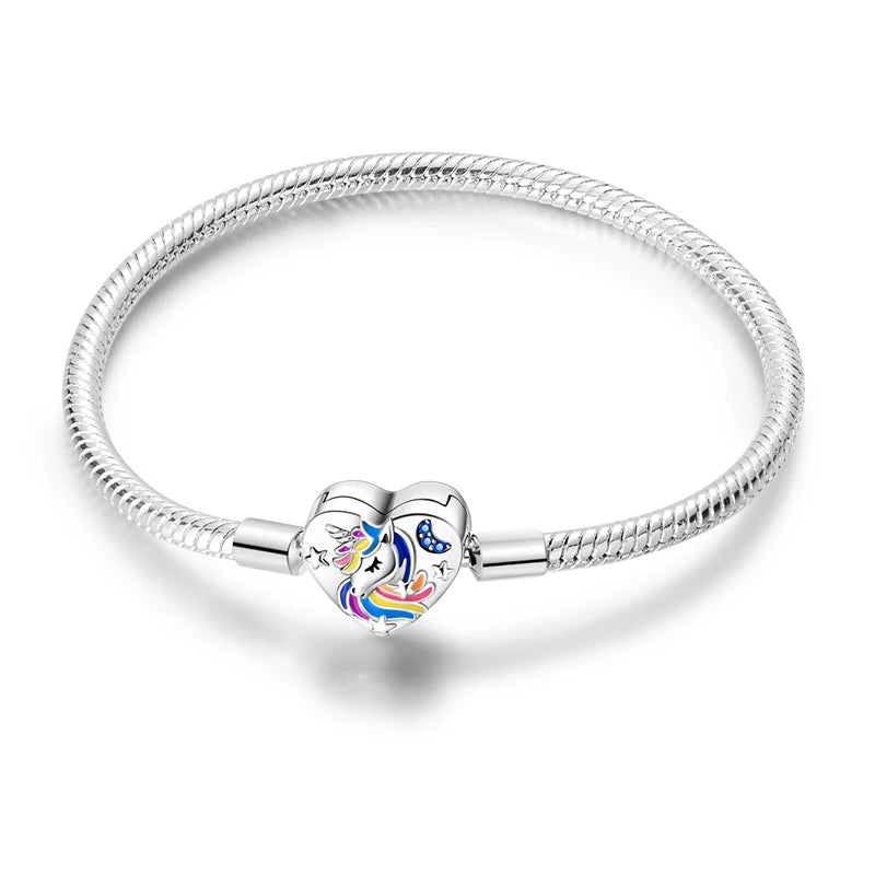 925 Sterling Silver Travel Plane Snake Basic Chain Cat and Moon Bracelet fit Original Charm Beads DIY Women Design Jewelry Party