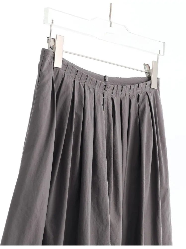 Hepburn-Style Mini Skirt~Pleated Skirt for Petite Figures, Gray-Purple 100% Cotton Umbrella Skirt, Gray A-Line Skirt, New Style for Women