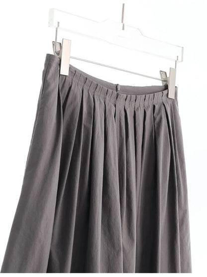 Hepburn-Style Mini Skirt~Pleated Skirt for Petite Figures, Gray-Purple 100% Cotton Umbrella Skirt, Gray A-Line Skirt, New Style for Women
