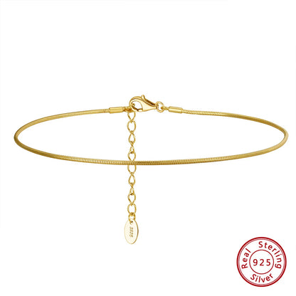 Rinntin Italian Sparkle Mirror Link Chain Anklet Women's 925 Silver Summer Foot Chain Bracelet Fashion Ankle Straps Jewelry SA29