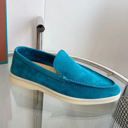 High Quality Men's walking driving shoes Unisex All genuine leather loafer Sheepskin suede Flat casual women's shoes large size