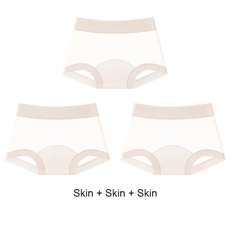 Summer Briefs Panties Women Micro Underwear Lady Ice Silk Woman Boxers Women's Shorts Transparent Linergie Sexy Panties Set Pack