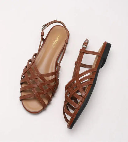 Women Roman Gladiator Flat Sandals Summer Soft Bottom Open Toe Narrow Band Weave Casual Shoes Plus Size Sandalias босоножки