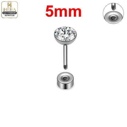 ASTM F136 Titanium Piercing Round Bowl Shaped Screw Labret Earring Set Lip Ring Cartilage Tragus Conch Jewelry Helix Nose Studs
