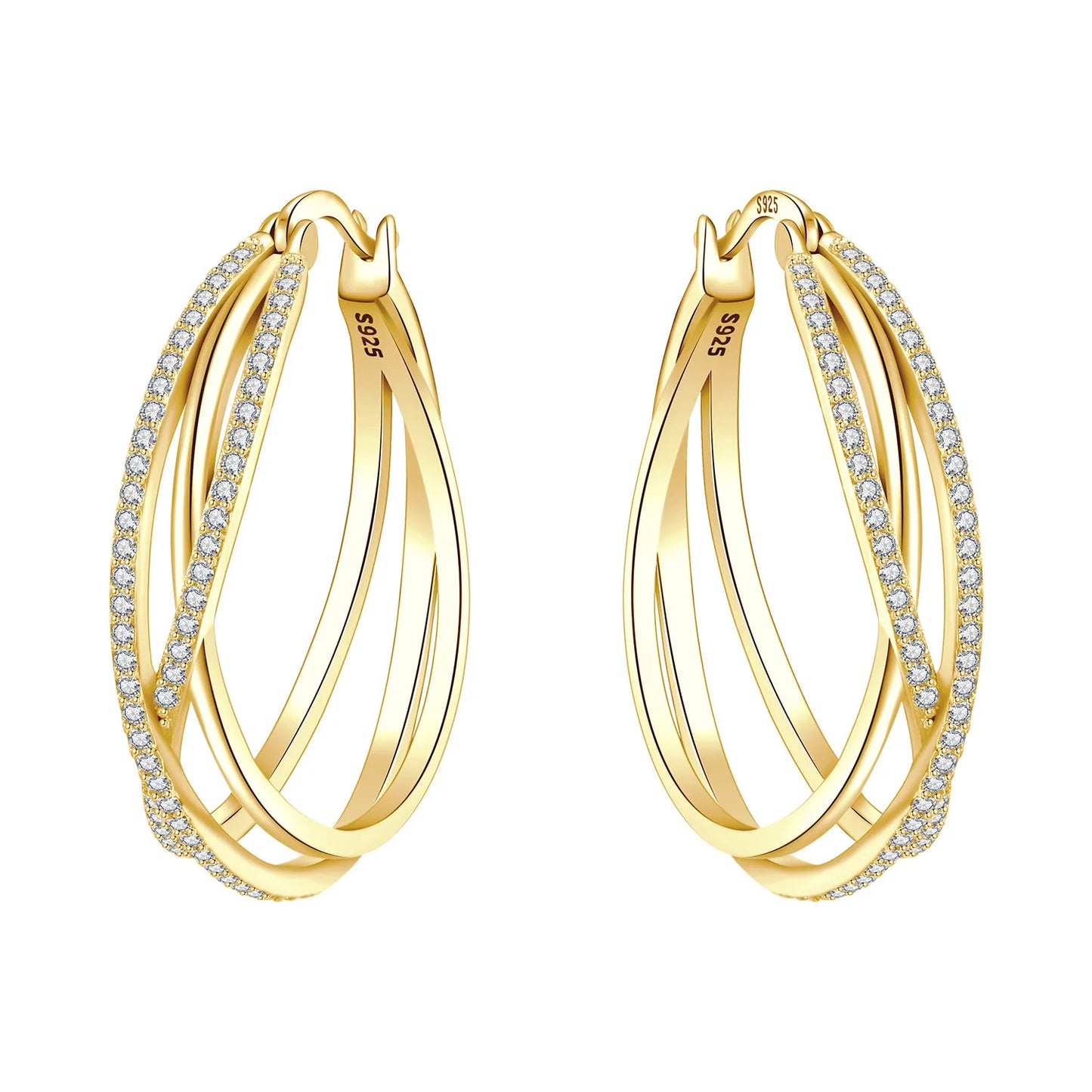 925 Sterling Silver Exquisite Multi-layer Ear Ring Jewelry Versatile Hoop Earrings For Women Jewelry Fine Birthday Party Gift