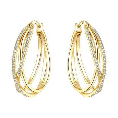 925 Sterling Silver Exquisite Multi-layer Ear Ring Jewelry Versatile Hoop Earrings For Women Jewelry Fine Birthday Party Gift