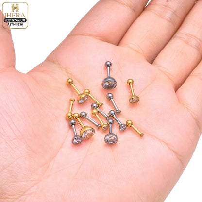 ASTM F136 Titanium Piercing Round Bowl Shaped Screw Labret Earring Set Lip Ring Cartilage Tragus Conch Jewelry Helix Nose Studs