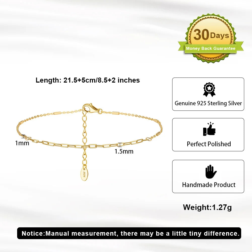 ORSA JEWELS 925 Sterling Silver Mariner Chain Anklets Fashion Women Summer 14K Gold Foot Bracelet Ankle Straps Jewelry SA24