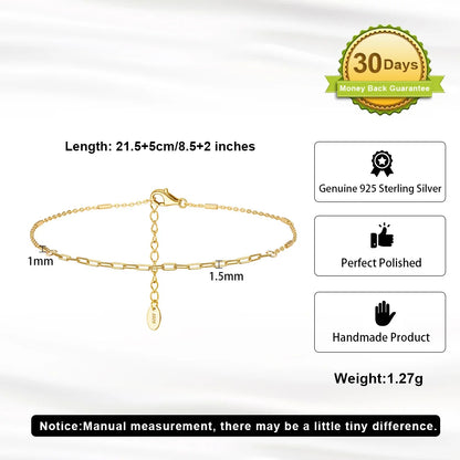 ORSA JEWELS 925 Sterling Silver Mariner Chain Anklets Fashion Women Summer 14K Gold Foot Bracelet Ankle Straps Jewelry SA24
