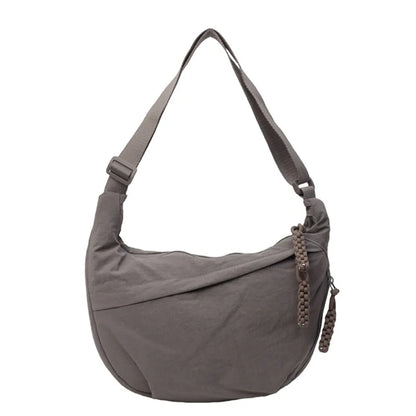 Casual Canvas Crossbody Bags Korean Simplified Large Capacity Sports Hobos Bag Solid Color Lightweight Dumpling Bag Women