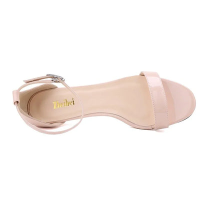 New Women Sandals Summer Casual Low Heels Ankle Strap Sandal Open Toes Sexy High Heels Pumps Wedding Party Shoes Plus Size 42