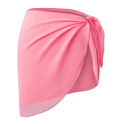 Women Short Sarong Skirt Chiffon Beach Coverup Scarf Wrap For Swimsuit Cover Short Beach Wear