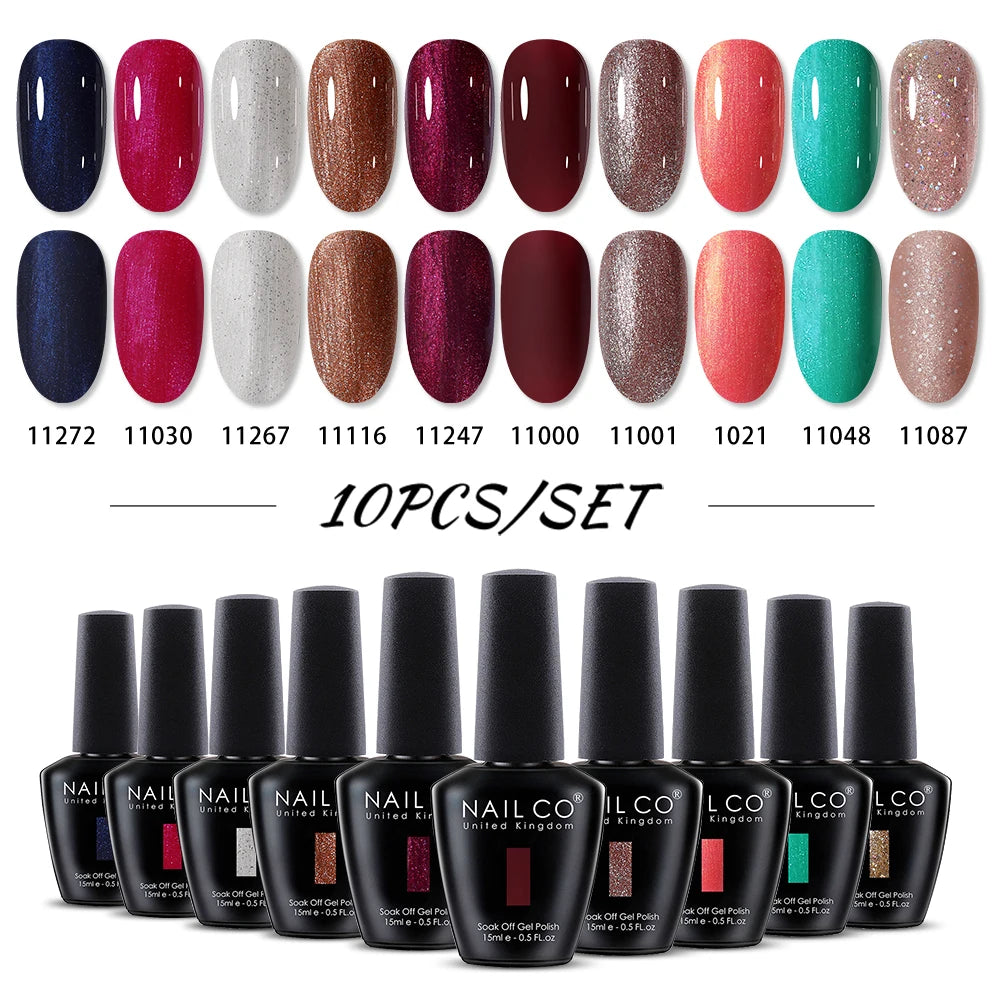 NAILCO 15ml 10/20/30pcs Nail Gel Polish 333 Colors Blue UV&LED Gel Varnish Nude Red Soak Off Semi Permanent UV Nail Gel Varnish