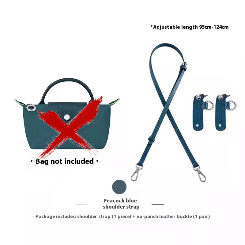 Cow Leather Replacement Crossbody Pomegranate Bag Strap for Longchamp Mini Bag Punching Free Modification Bag Accessories