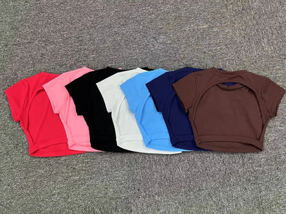 Hearuisavy Summer Sports Shirts Breathable Workout Tops Fitness Sportswear Backless Yoga Clothing Sport Crop Tops Women Gym Top