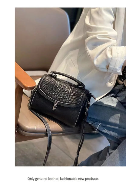 Women's Mini Bag Genuine Leather Lady Handbag Female Crocodile Pattern Crossbody Shoulder Bag Fashion Trend Small Flap Messenger