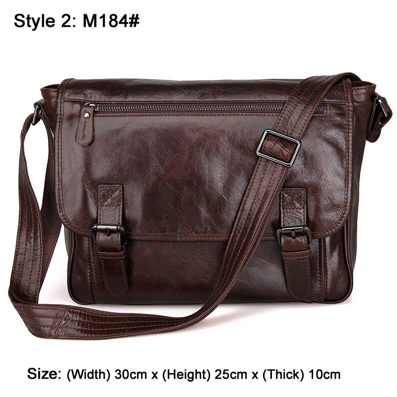 Fashion High Class Oil-Waxed Genuine Leather Shoulder Bag men Leather Messenger Bag Male Crossbody Bag Sling Leisure Bag Satchel