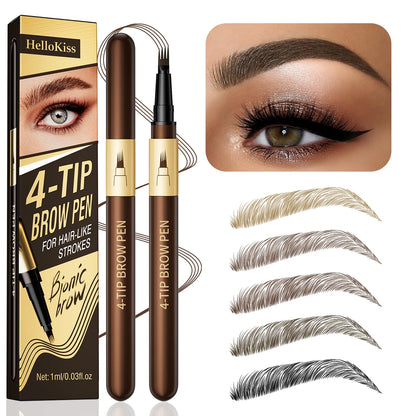 Four-pronged eyebrow pencil, four-end, long-lasting, non-smudged, water-resistant, anti-smudged eyebrow pencil