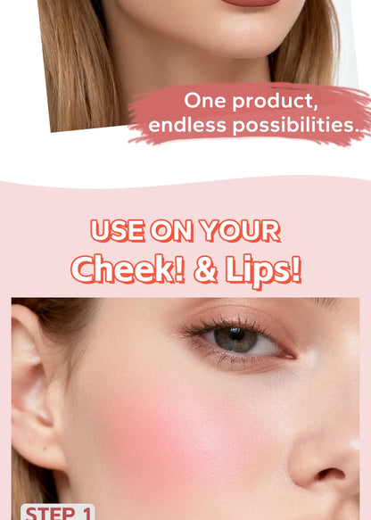 3-color blush palette-cream 2-in-1 multifunctional facial lip makeup, berry, pink, red waterproof