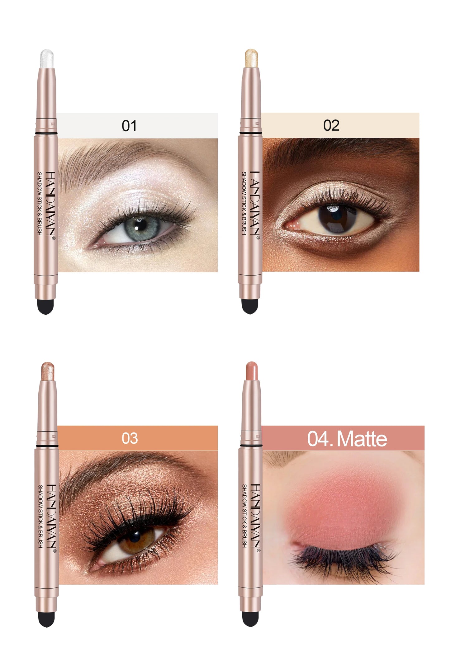 12 Colors Long Lasting Eye Shadow Pencil Set Silky Smooth Glitter Shimmer Matte Waterproof Highlighter Makeup Stick