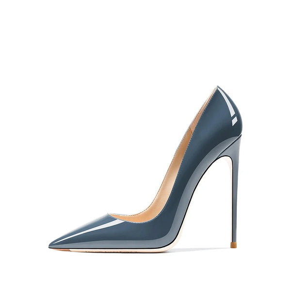 HLTINO Navy Blue Bright Shoes for Spring Summer Women Patent Leather High Heels Pointed Toe Sexy White Autumn Pumps