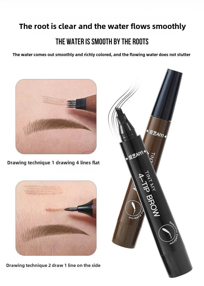 Waterproof Eyebrow Pen, Microblading Eyebrow Pencil With 4 Split Head, Natural Looking Brows Makeup ( 5 Colors)