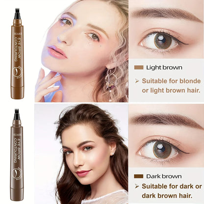 5pcs Four-Pronged Eyebrow Pencil Waterproof Sweatproof Long-lasting Non-smudging Makeup Kit for Perfect Brows