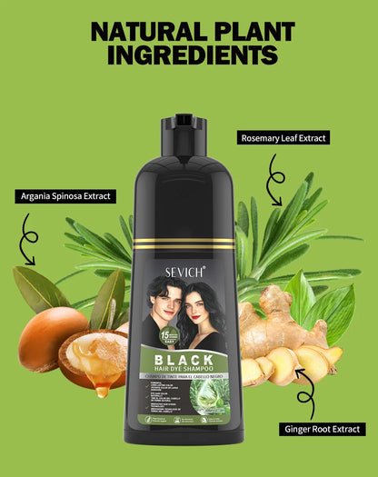 500ml Black Dyed Shampoo Instant Dye Covers Natural Gray Hair Shampoo Black Hair Dye Herbal Ginseng Ginger White Hair Dyed Black
