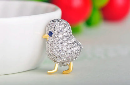 Amazing Price Little Blue Eyes Chick Shape Brooches Copper Zircon Brooch For Women Girls Collar Suit Pin Dress Sca