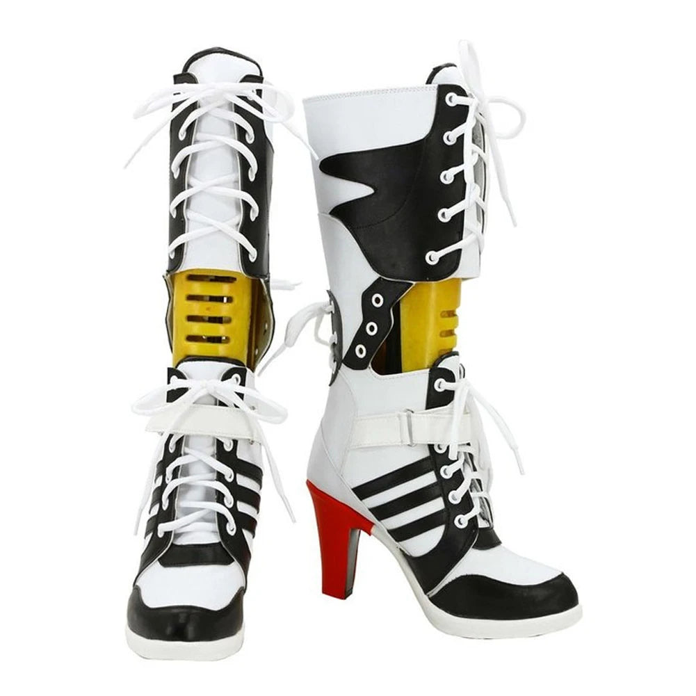 Disguise Super Villain Quinzel Shoes Cosplay Long Boots Women Costume Accessories Halloween Female Role Play Fancy Footwear