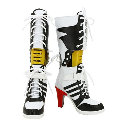 Disguise Super Villain Quinzel Shoes Cosplay Long Boots Women Costume Accessories Halloween Female Role Play Fancy Footwear