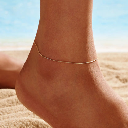 ORSA JEWELS 925 Sterling Silver Mariner Chain Anklets Fashion Women Summer 14K Gold Foot Bracelet Ankle Straps Jewelry SA24