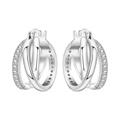 925 Sterling Silver Exquisite Multi-layer Ear Ring Jewelry Versatile Hoop Earrings For Women Jewelry Fine Birthday Party Gift