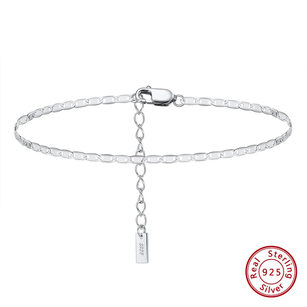 ORSA JEWELS 925 Sterling Silver Mariner Chain Anklets Fashion Women Summer 14K Gold Foot Bracelet Ankle Straps Jewelry SA24