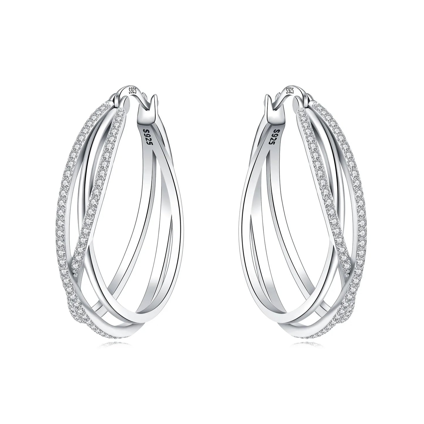 925 Sterling Silver Exquisite Multi-layer Ear Ring Jewelry Versatile Hoop Earrings For Women Jewelry Fine Birthday Party Gift