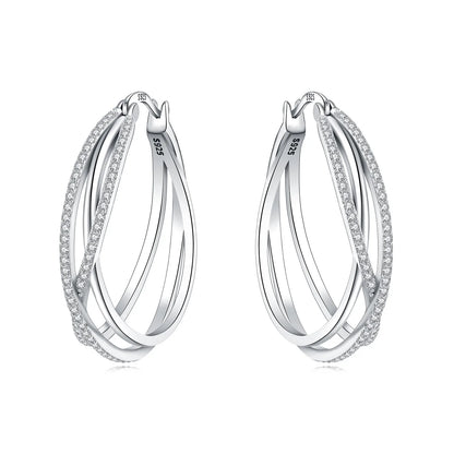 925 Sterling Silver Exquisite Multi-layer Ear Ring Jewelry Versatile Hoop Earrings For Women Jewelry Fine Birthday Party Gift