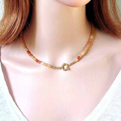HUIDANG Trend Beads Necklace 2025 Collar Woman Colorful Natural Stone Necklace New In Summer