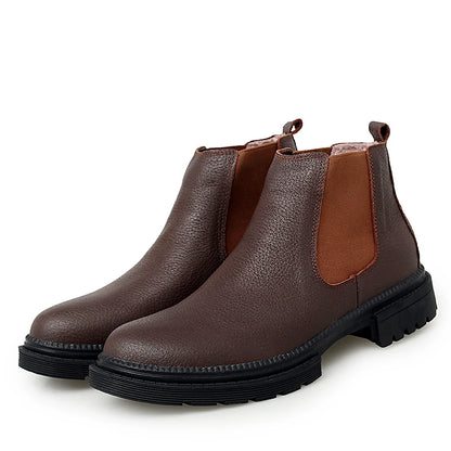Winter Genuine Leather Ankle Chelsea Boots Men Boot Botines Hombre Black Brown