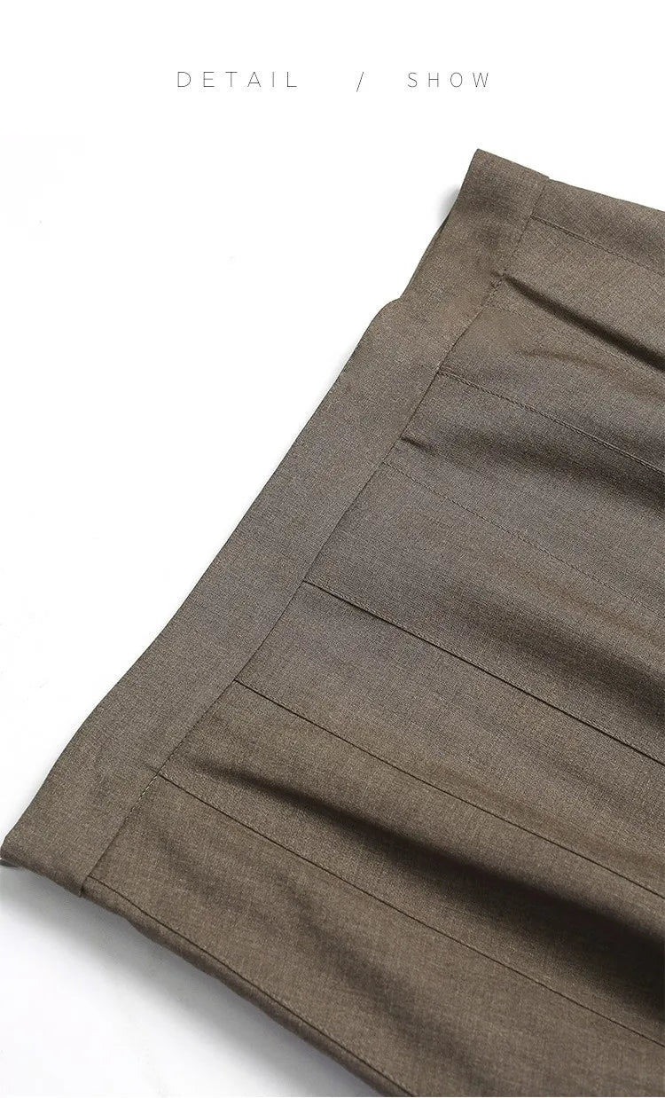 Autumn Suit Skirt for Women, French High-Waisted Pleated Skirt, Slimming, Workwear, College Style Long Skirt