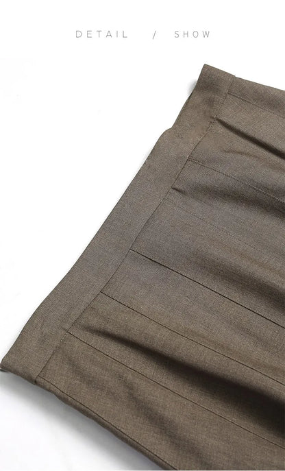 Autumn Suit Skirt for Women, French High-Waisted Pleated Skirt, Slimming, Workwear, College Style Long Skirt