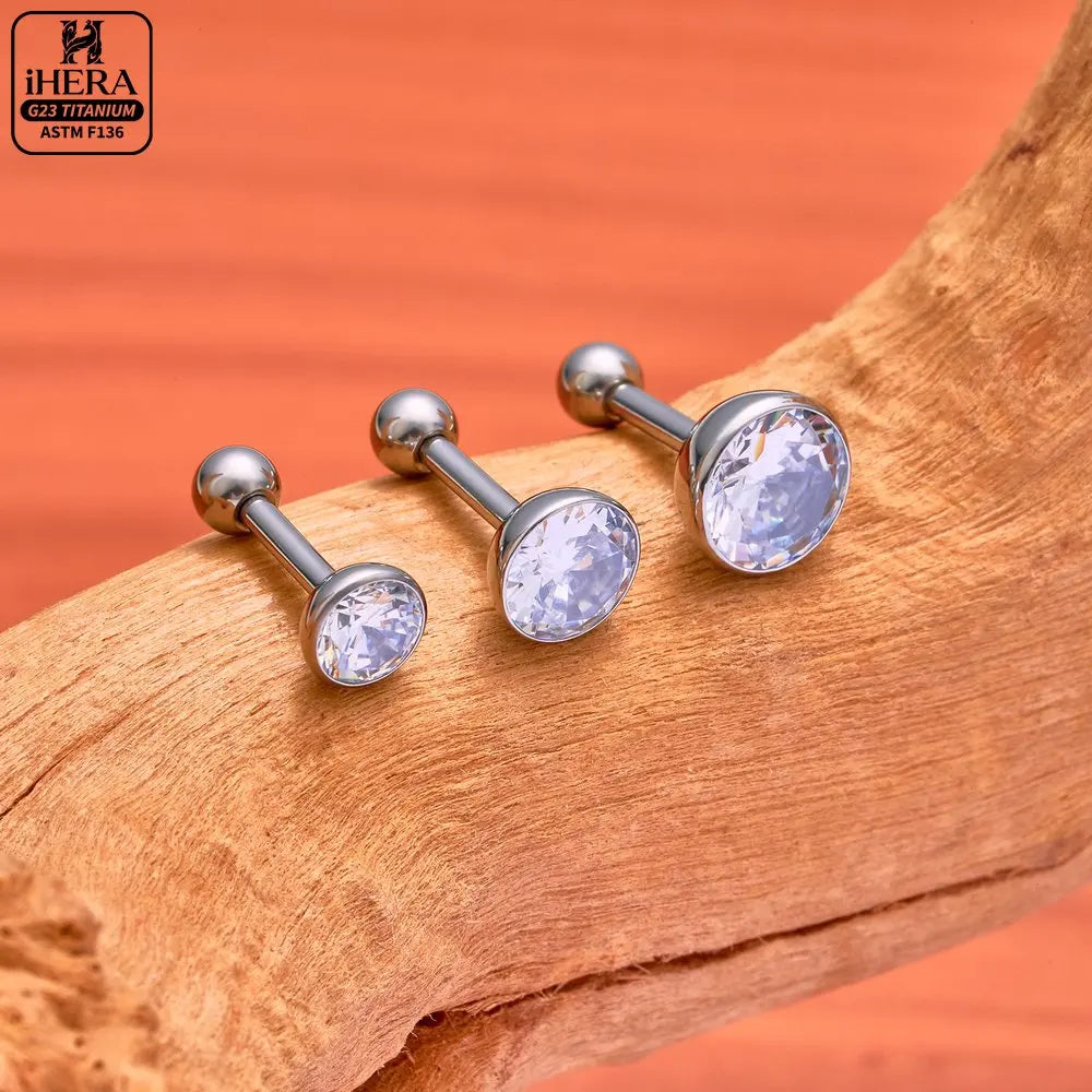 ASTM F136 Titanium Piercing Round Bowl Shaped Screw Labret Earring Set Lip Ring Cartilage Tragus Conch Jewelry Helix Nose Studs