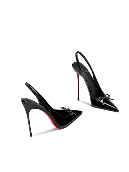 2025 Spring New Women's High Heels Black Patent Leather Pointed Stiletto Fashion Trend Women's Shoes