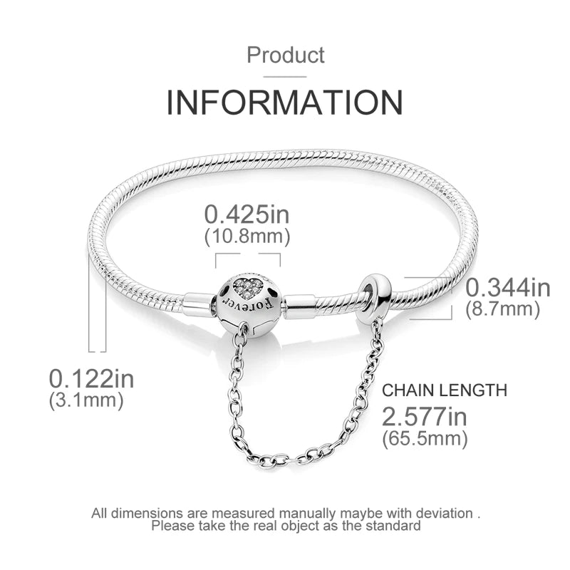 925 Sterling Silver Travel Plane Snake Basic Chain Cat and Moon Bracelet fit Original Charm Beads DIY Women Design Jewelry Party