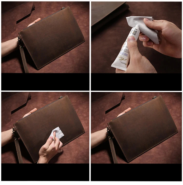 New Real Leather Handbag for Men Day Clutches Luxury Wristlet Coin Card Holders Zipper Clutch Designer Men's Wallets Purse Bolso