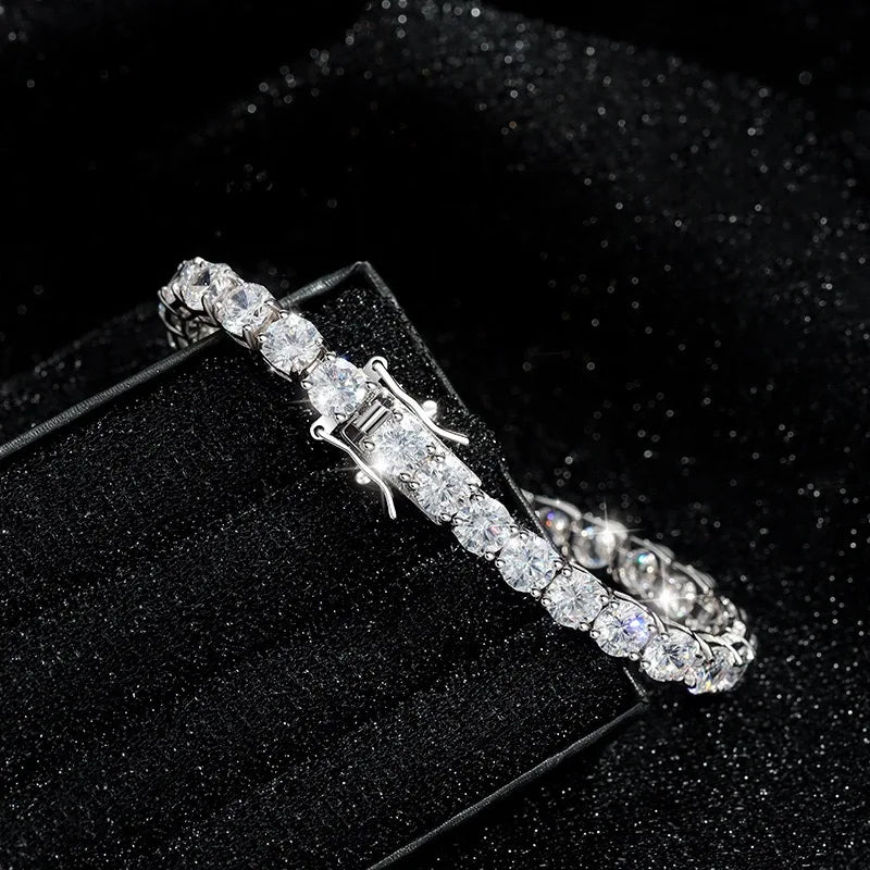 MS Jewelry 925 Sterling Silver Tennis Bracelet D Color VVS Level Moissanite Diamond Chain Bracelets Bangles Women Fine Jewelry