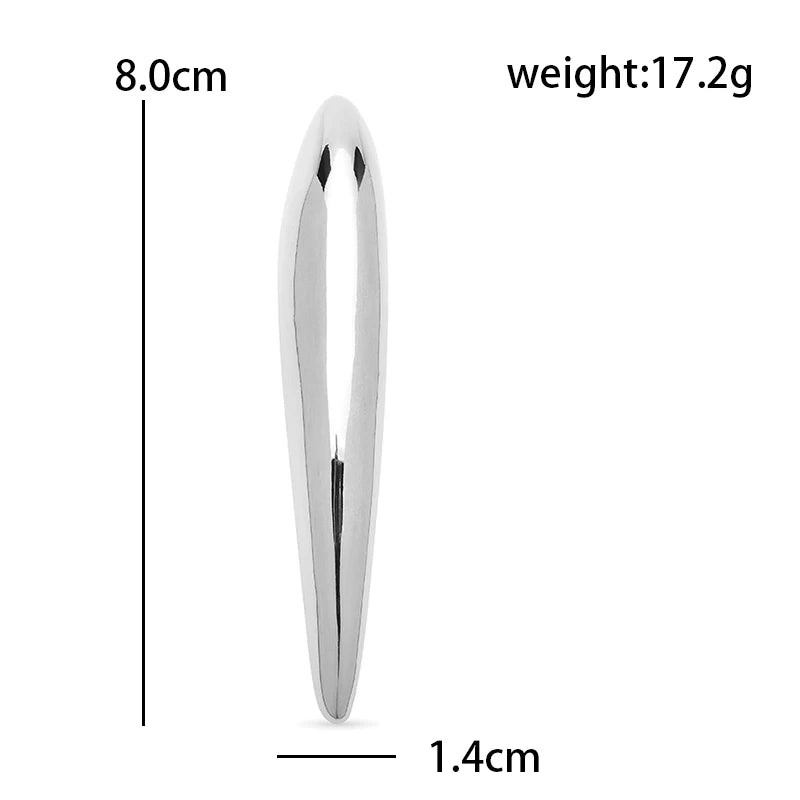 Wuli&baby Stainless Steel Geometric Brooches For Women Unisex Long Oval Party Office Clothes Brooch Pins Gifts