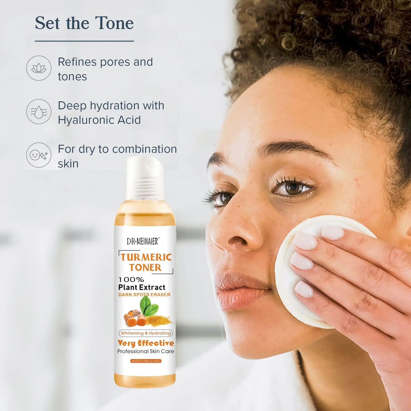 118ml Tumeric Dark Spots Toner Spots Eraser Corrector Turmeric Fade Blemishes Dark Spot Remover Acne Remover Toner for Dark Skin
