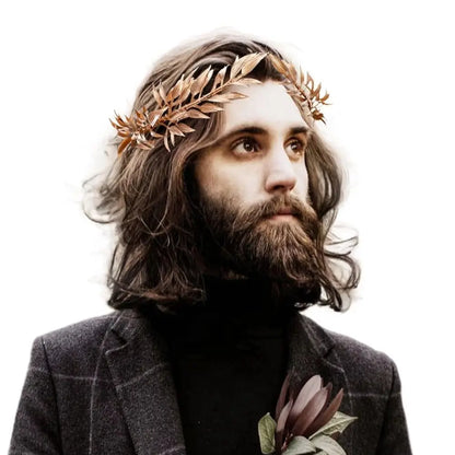 New Unisex Greek Laurel Crown Adjustable Gold God Elf Leaf Headpiece Elven Circlet for King Men Adult Renaissance Toga Cospay